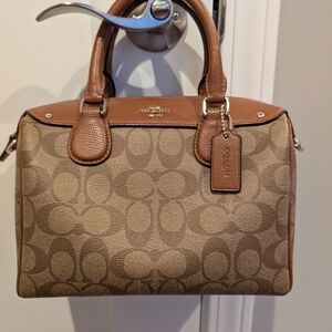 Coach Tan and Brown Signature Satchel